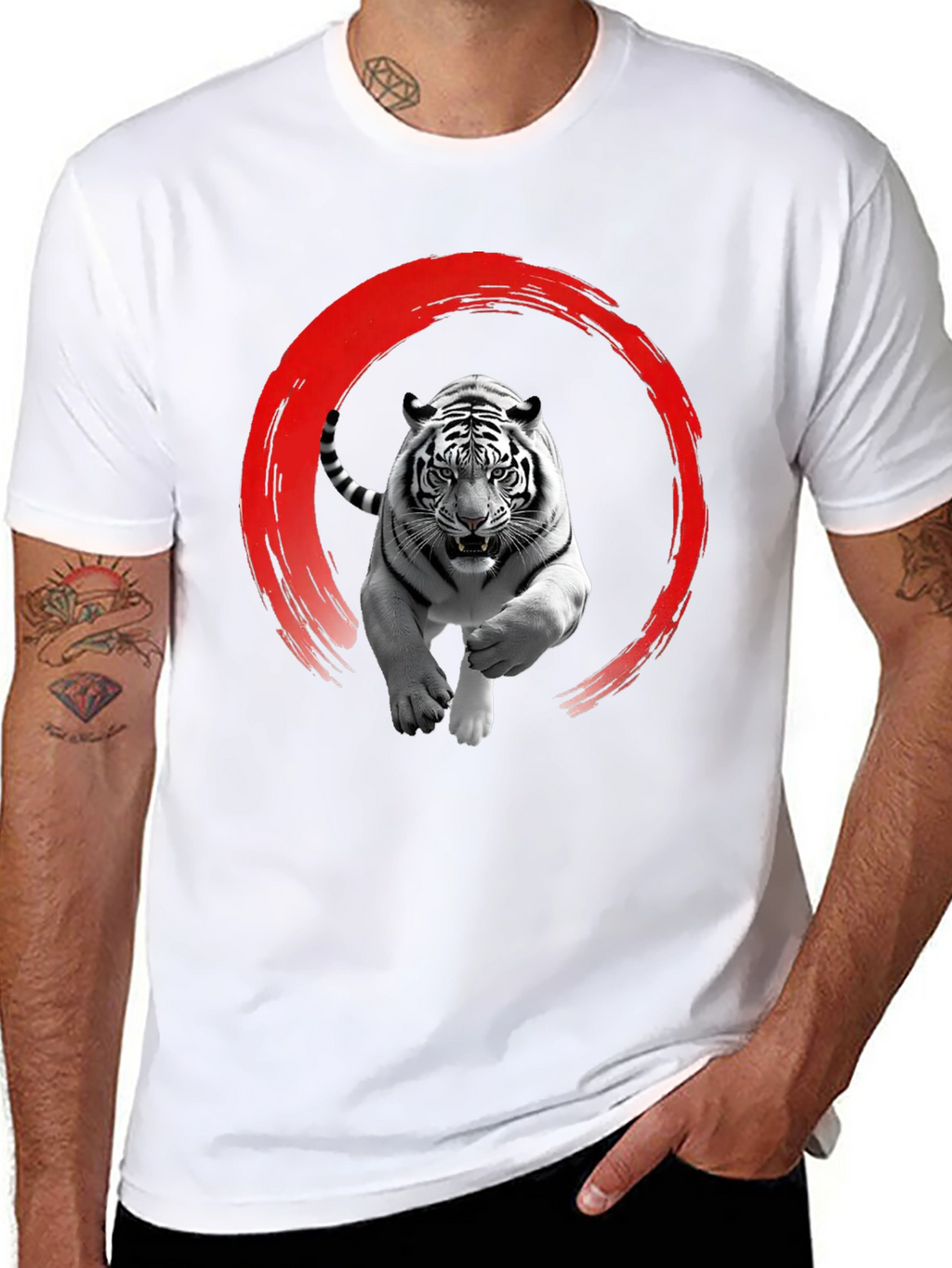 Tiger Print Black T-Shirt