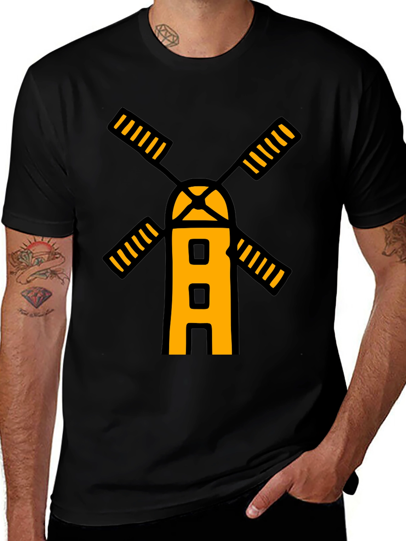 Windmill Graphic T-Shirt - Black
