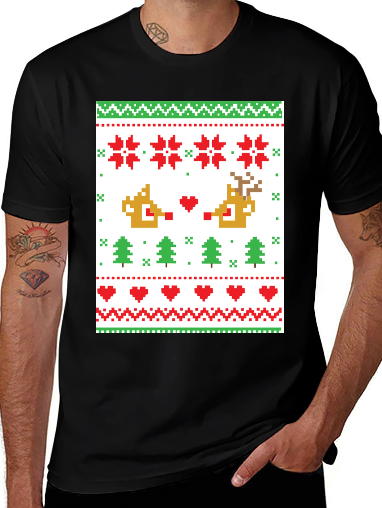 Pixelated Christmas Sweater T-Shirt