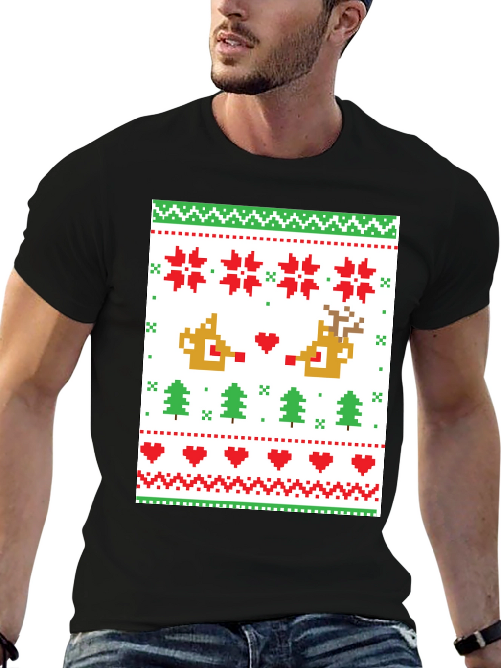Pixelated Christmas Sweater T-Shirt