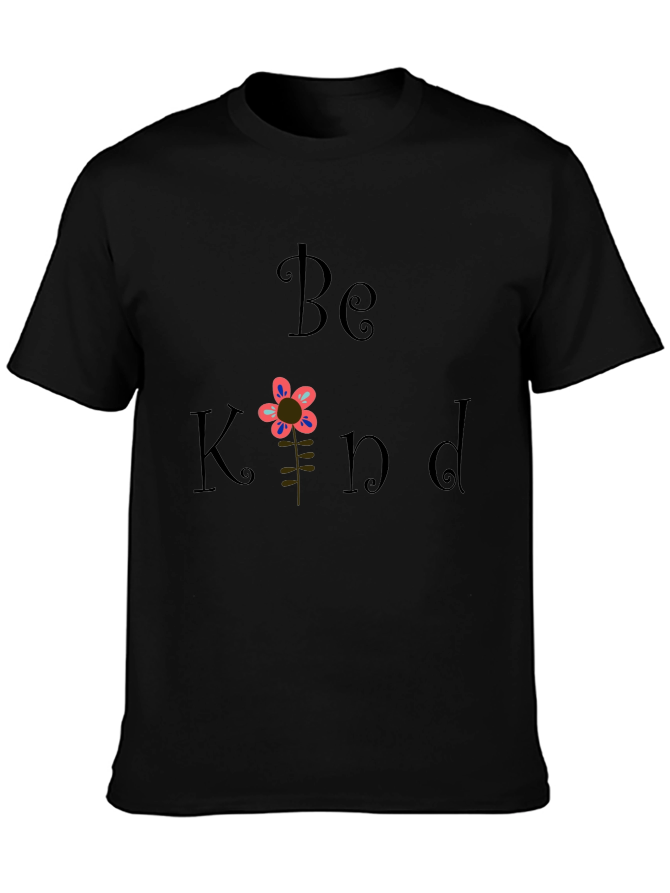 Be Kind Flower Graphic T-Shirt - Black
