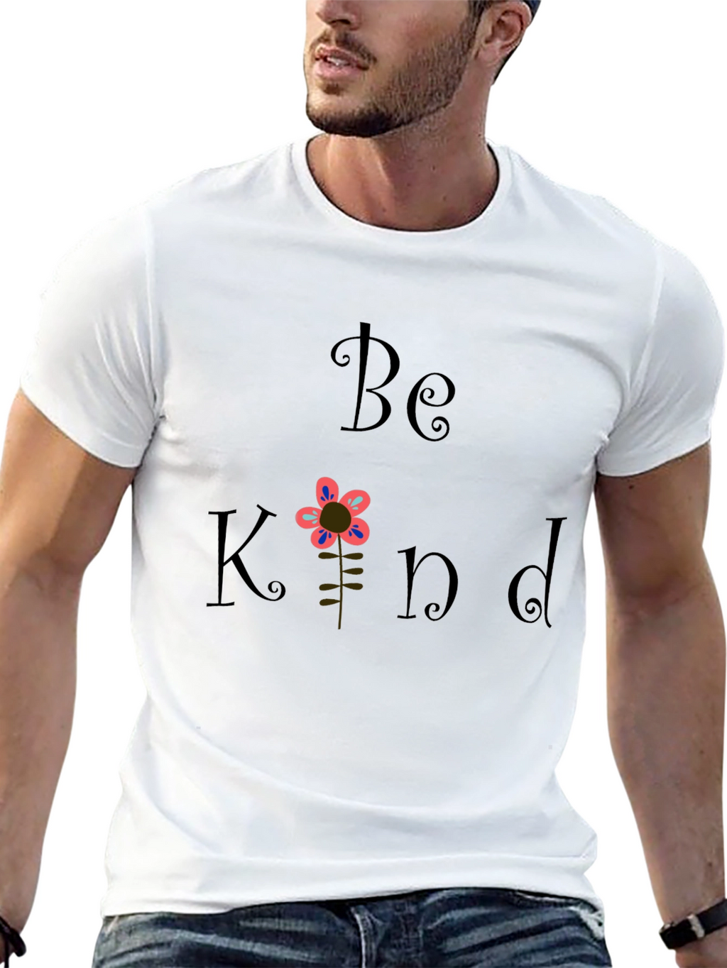 Be Kind Flower Graphic T-Shirt - Black