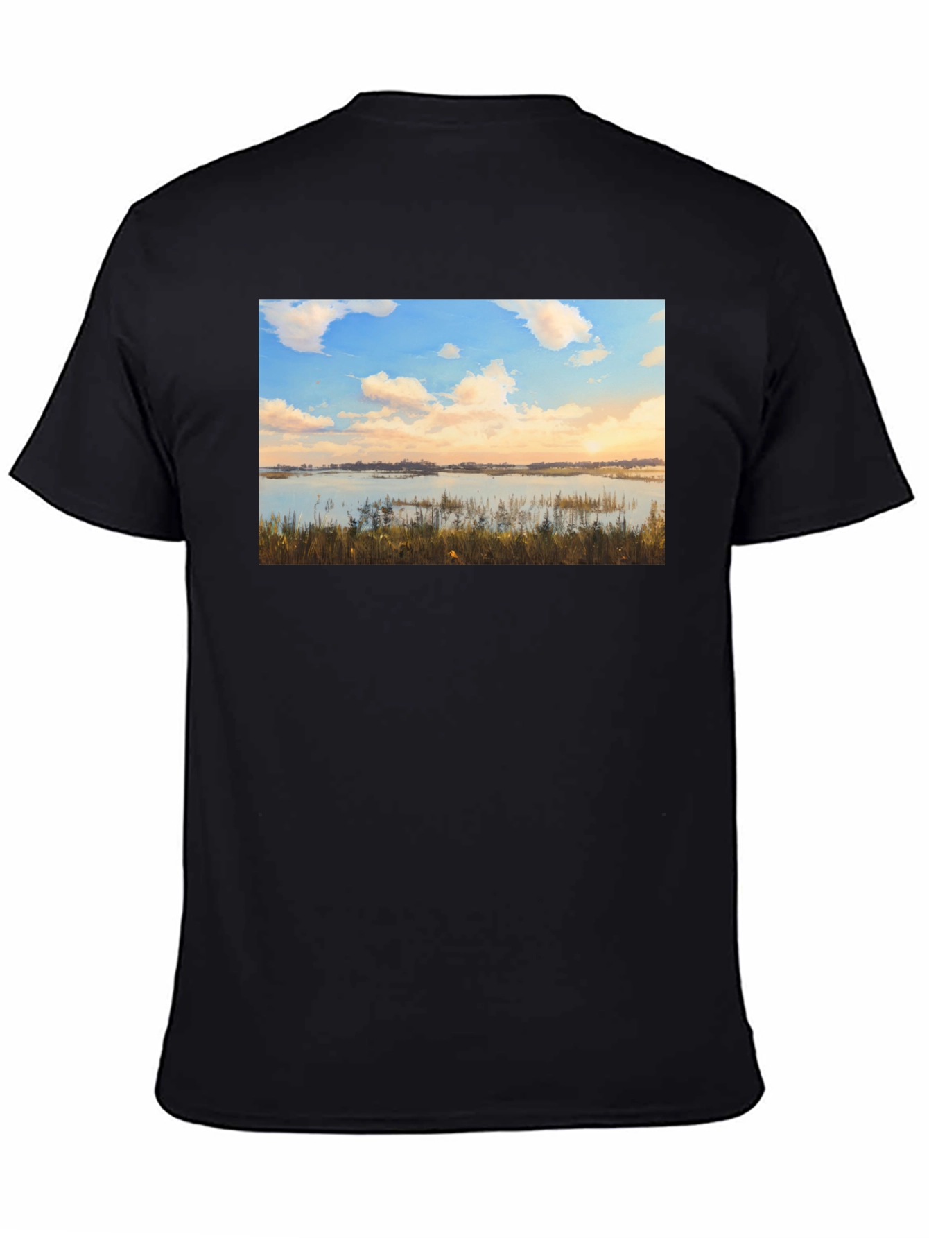 Scenic Lake View Graphic Tee - Black