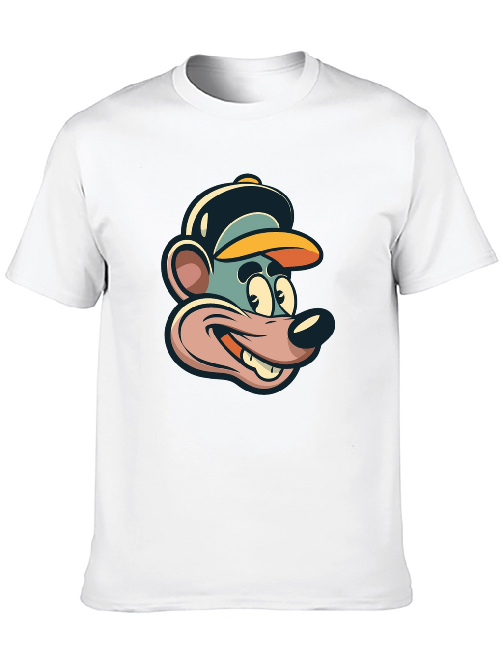 Cartoon Mouse Graphic Tee - Black Cotton T-Shirt