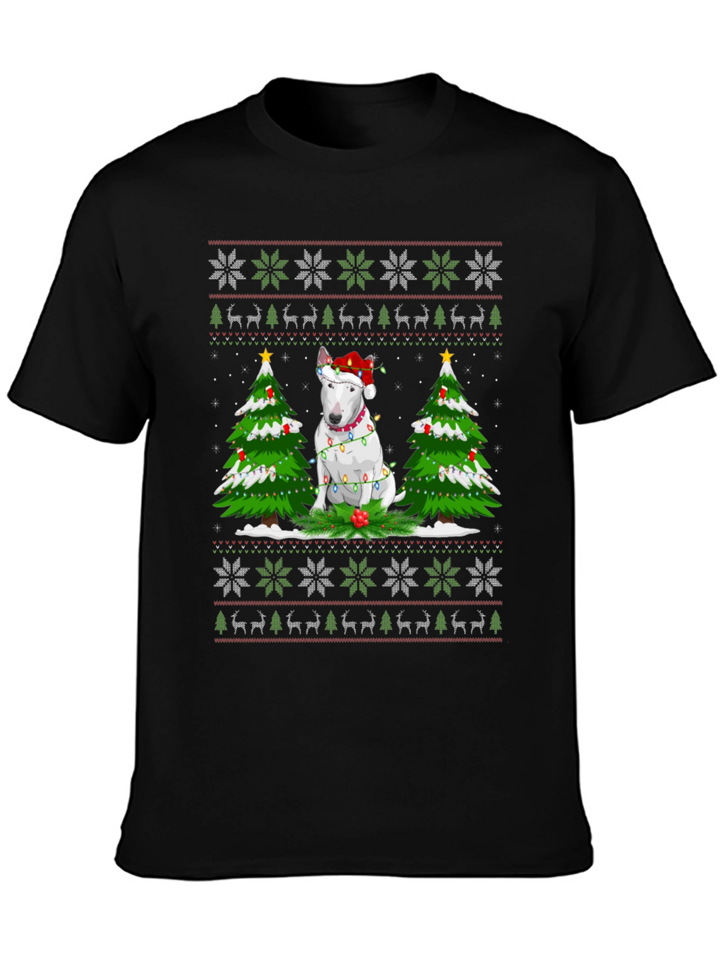 Festive Bull Terrier Christmas Tree T-Shirt