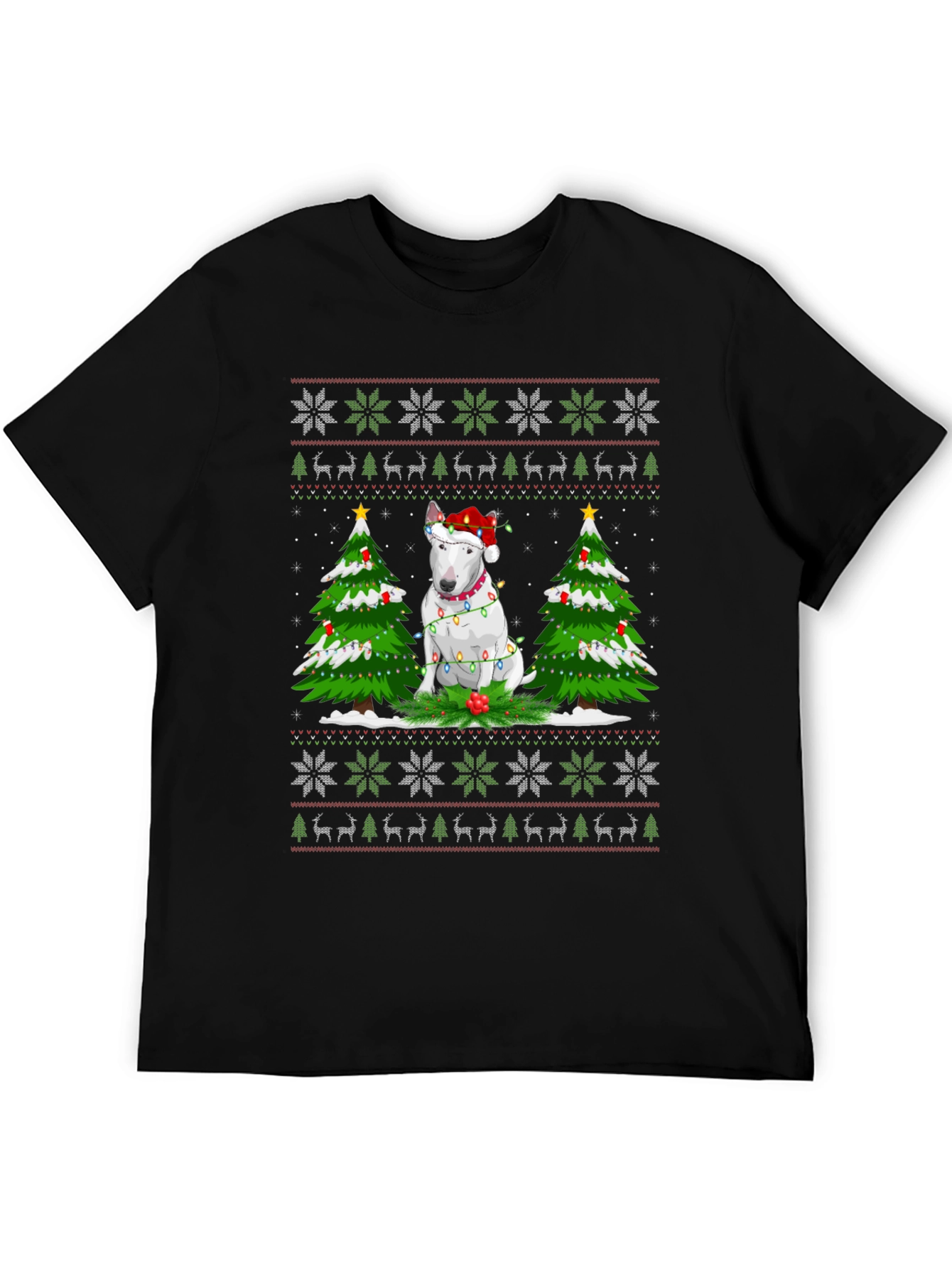 Festive Bull Terrier Christmas Tree T-Shirt