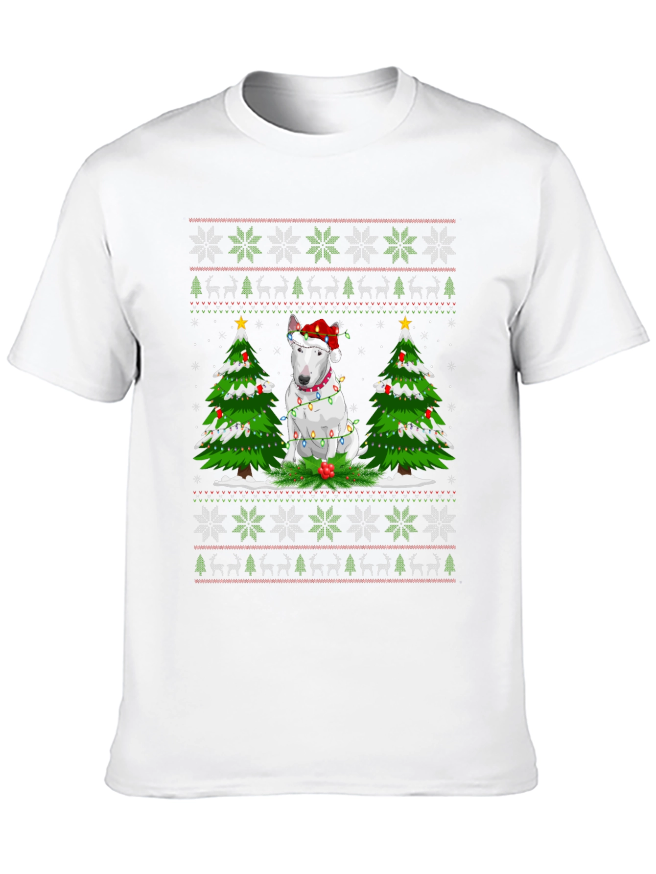 Festive Bull Terrier Christmas Tree T-Shirt
