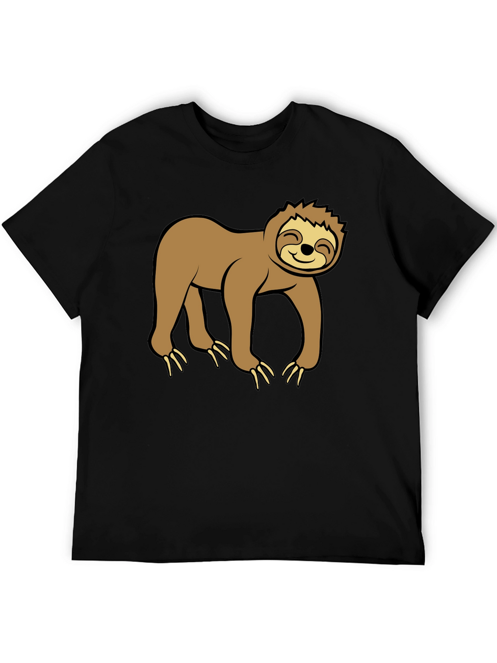 Cute Sloth Graphic Black T-Shirt