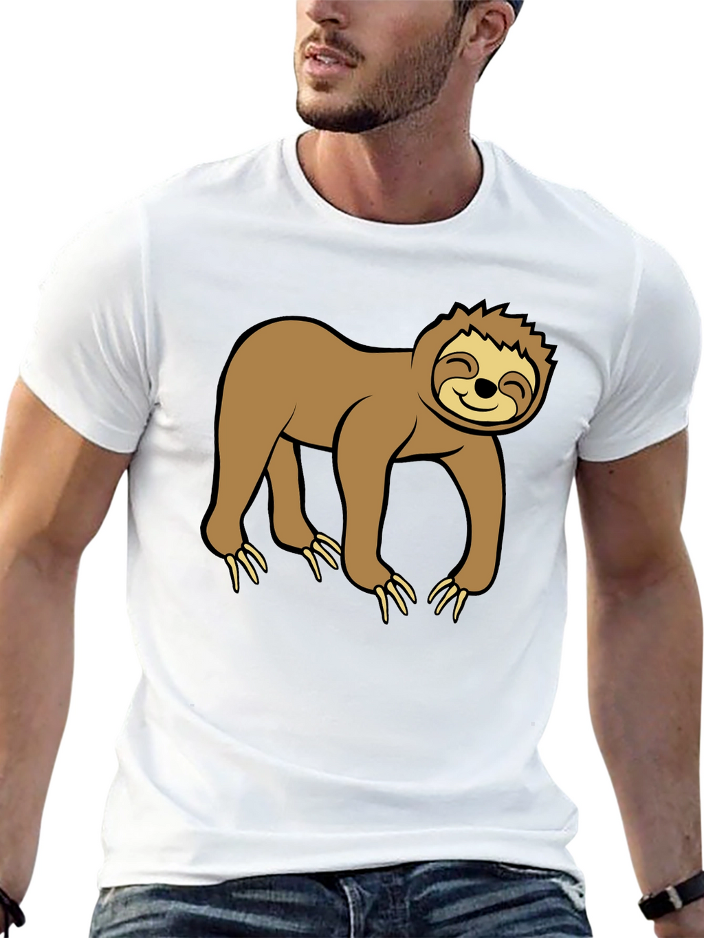 Cute Sloth Graphic Black T-Shirt