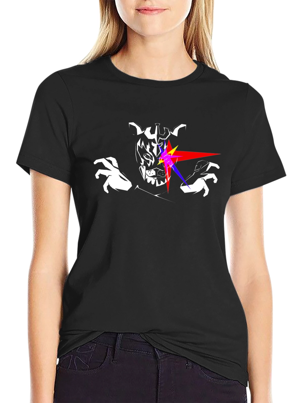 Laser Eyes Wolf Graphic T-Shirt