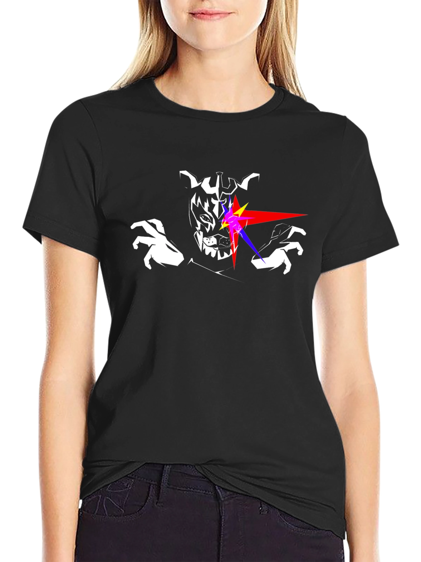 Laser Eyes Wolf Graphic T-Shirt