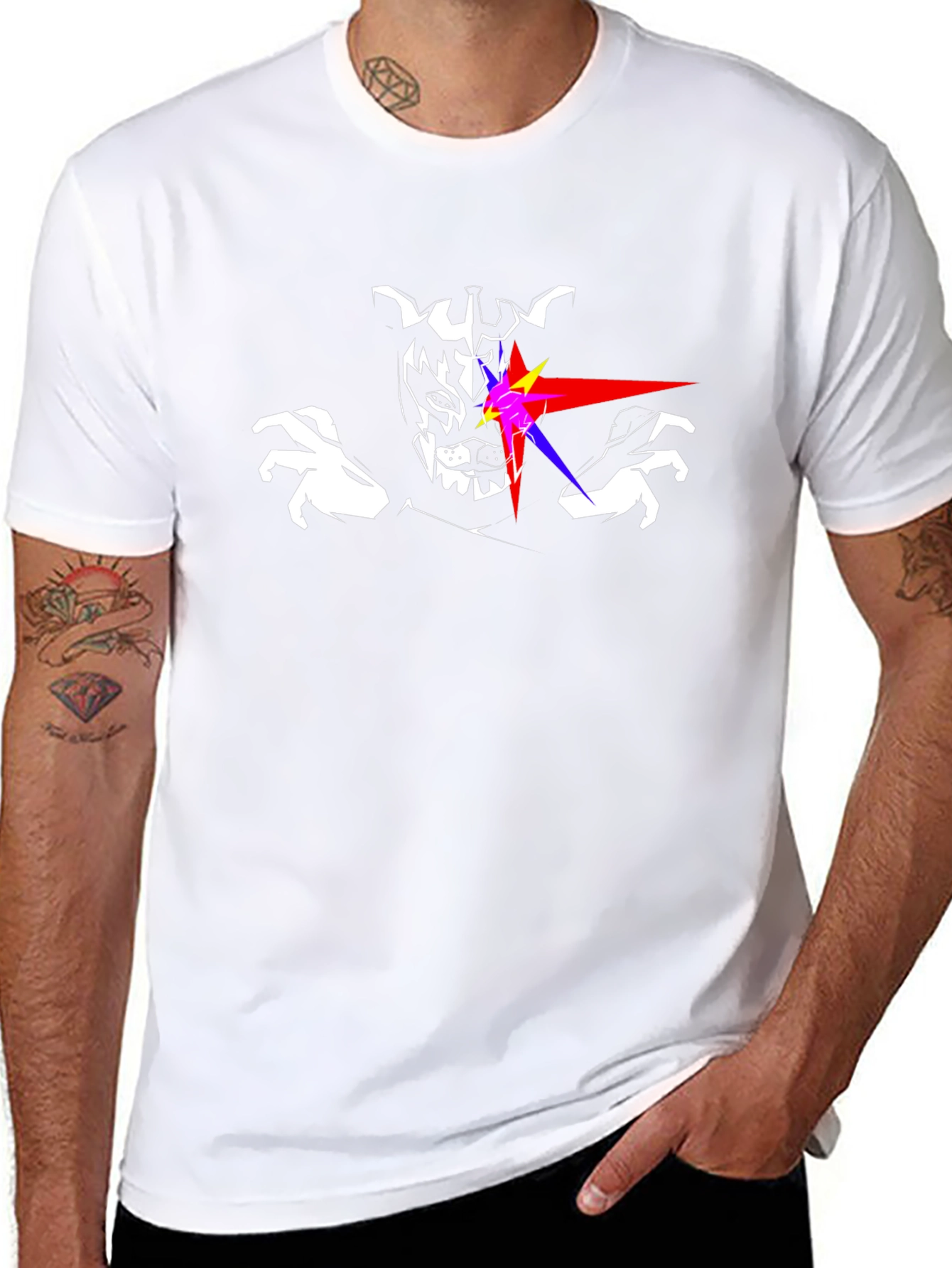 Laser Eyes Wolf Graphic T-Shirt