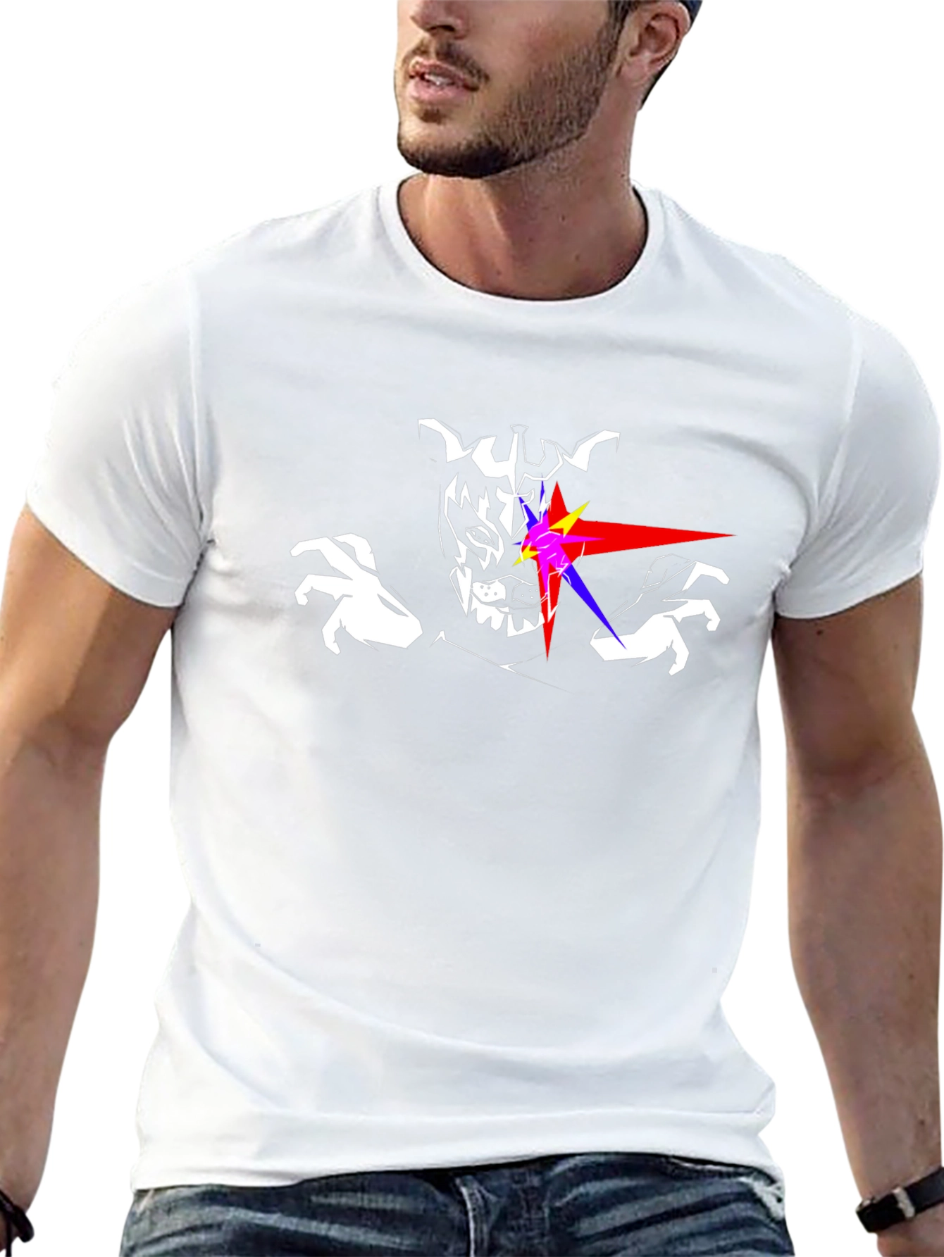 Laser Eyes Wolf Graphic T-Shirt