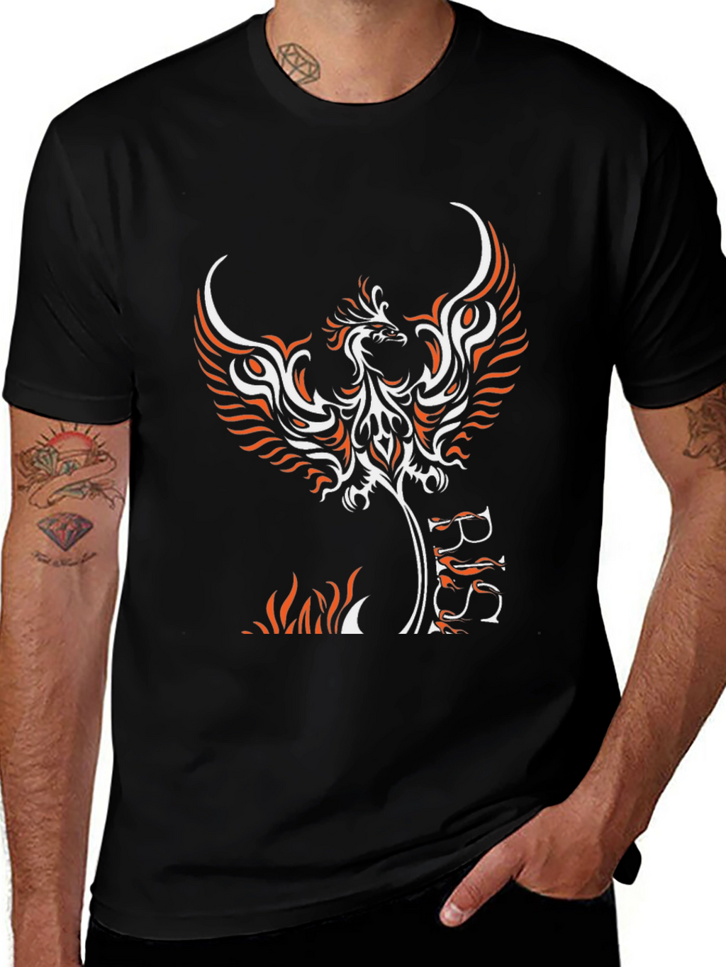Phoenix Graphic Print Black T-Shirt