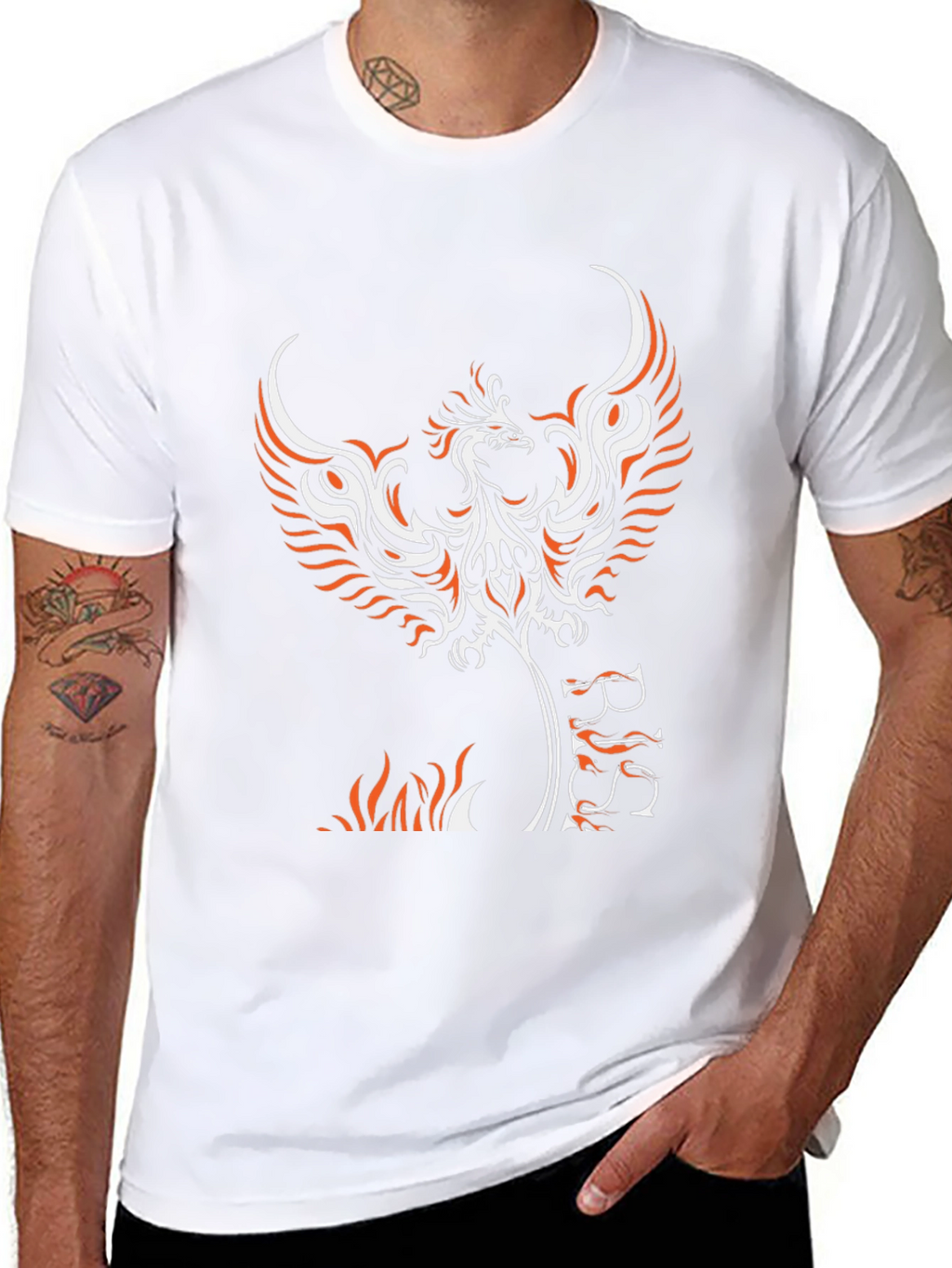 Phoenix Graphic Print Black T-Shirt