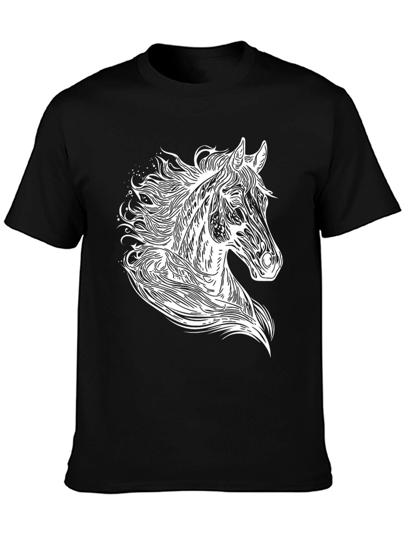 Black T-Shirt with Horse Graphic Tee