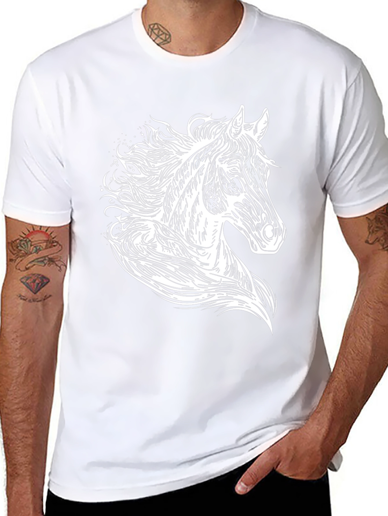 Black T-Shirt with Horse Graphic Tee