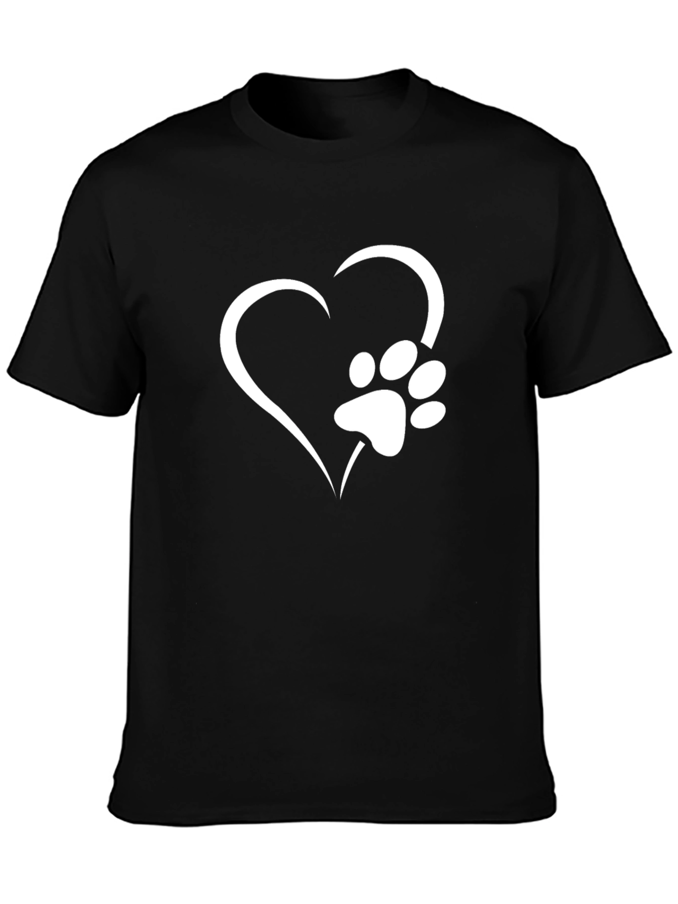 Heart Paw Print Black T-Shirt - Pet Lover Tee