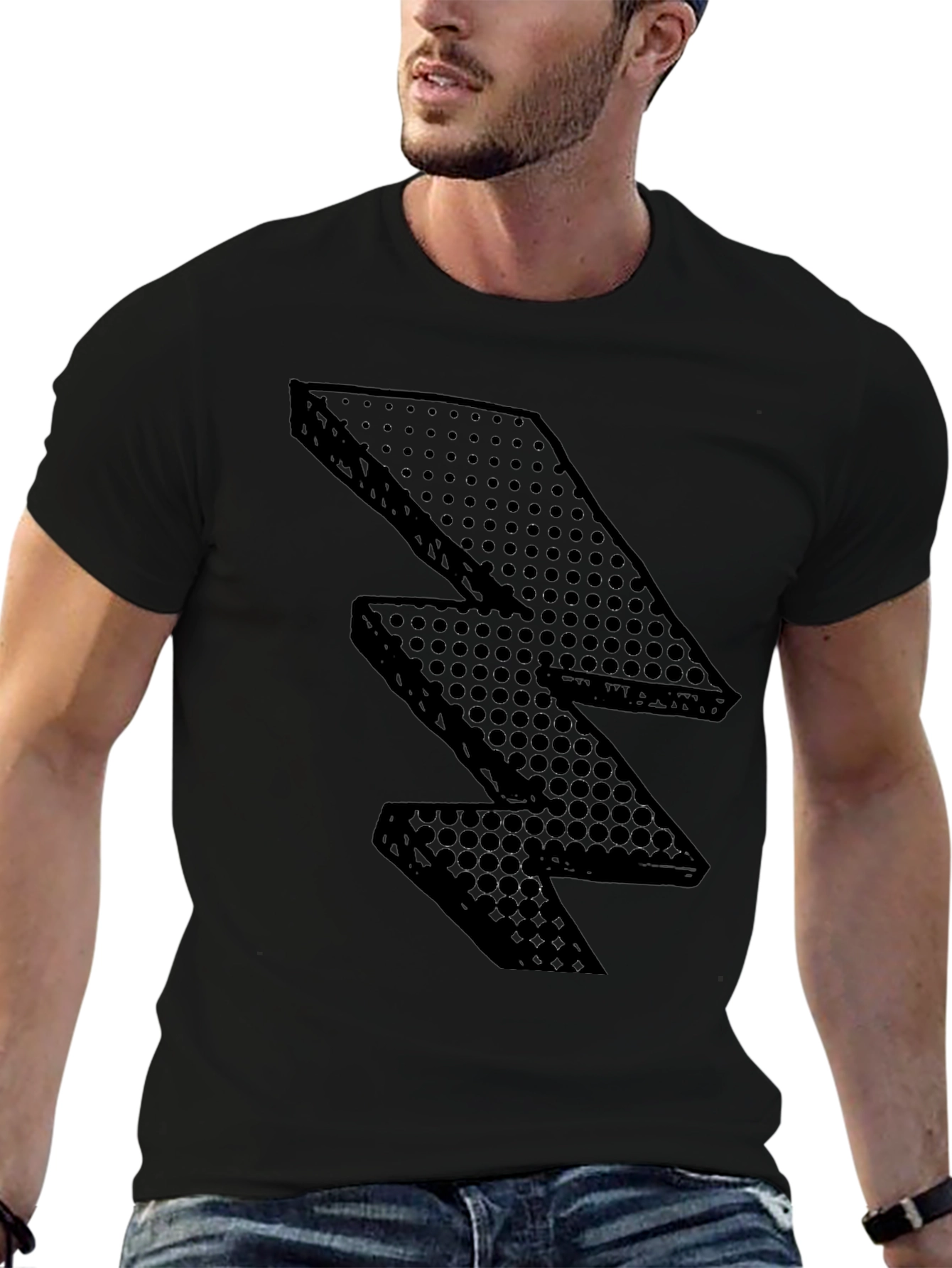 Black Lightning Bolt Graphic Tee - Modern Style