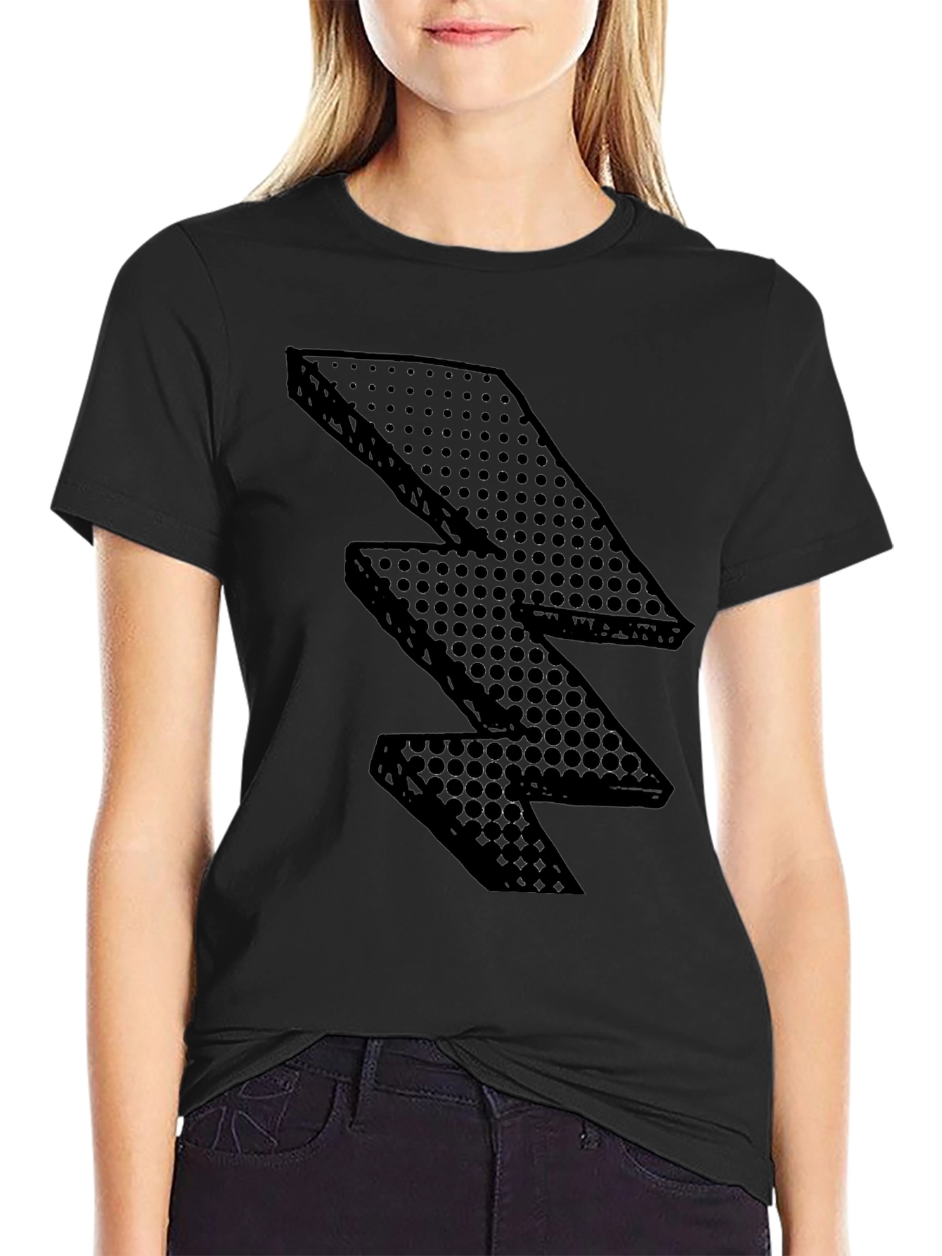 Black Lightning Bolt Graphic Tee - Modern Style
