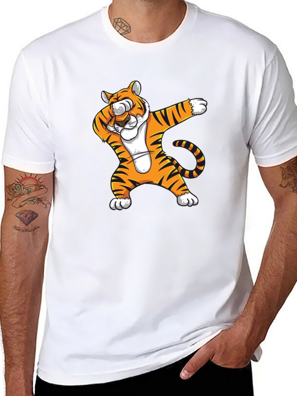 Dabbing Tiger Graphic T-Shirt - Black