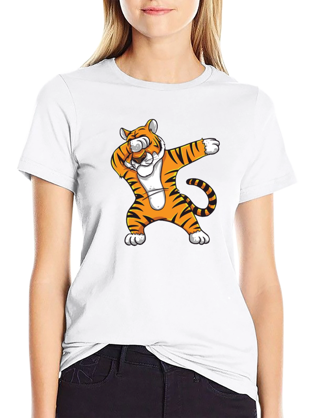 Dabbing Tiger Graphic T-Shirt - Black