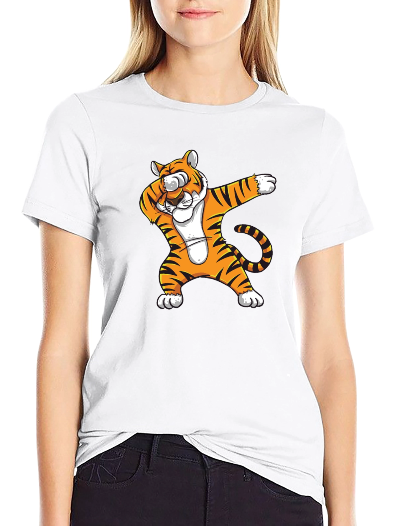 Dabbing Tiger Graphic T-Shirt - Black