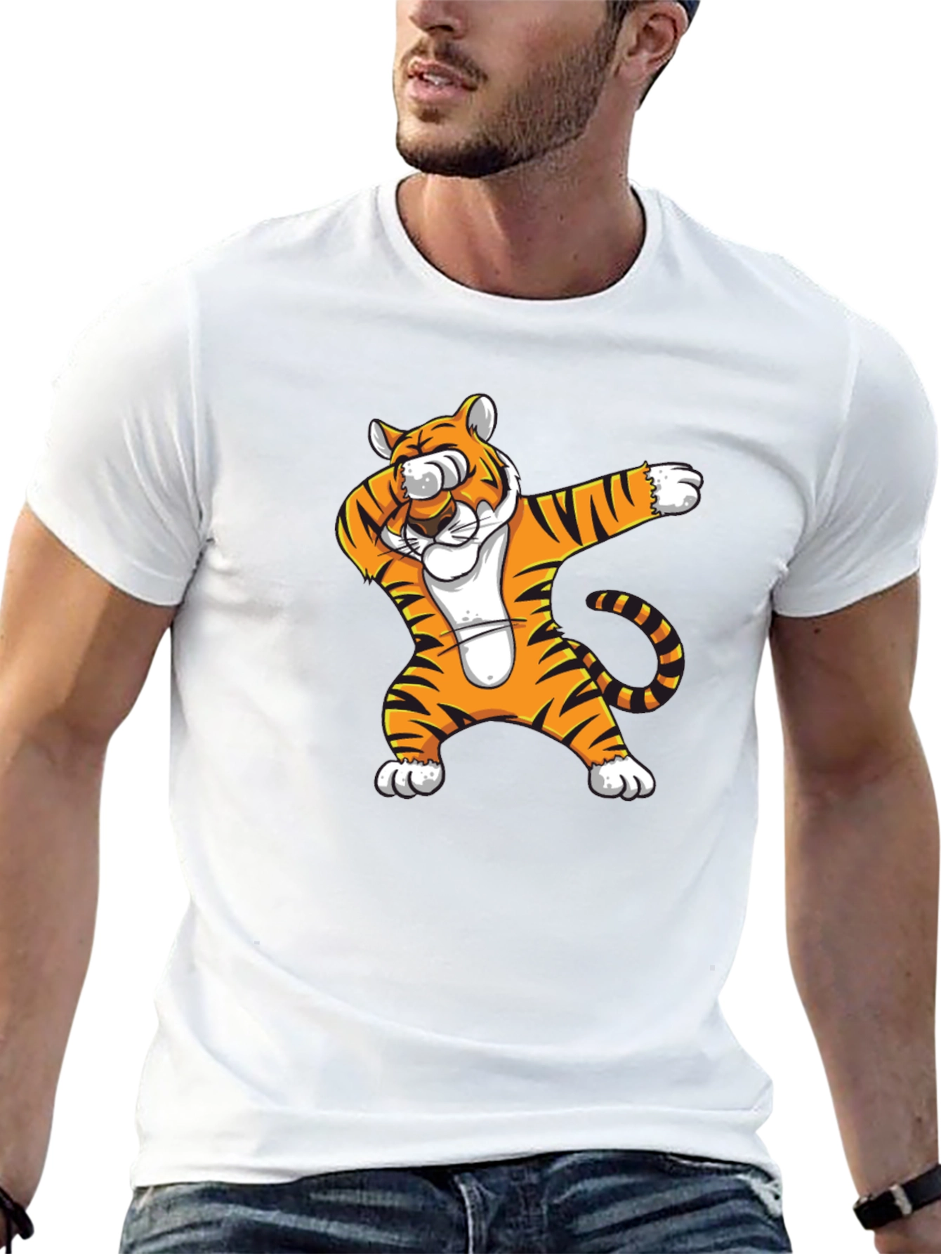 Dabbing Tiger Graphic T-Shirt - Black