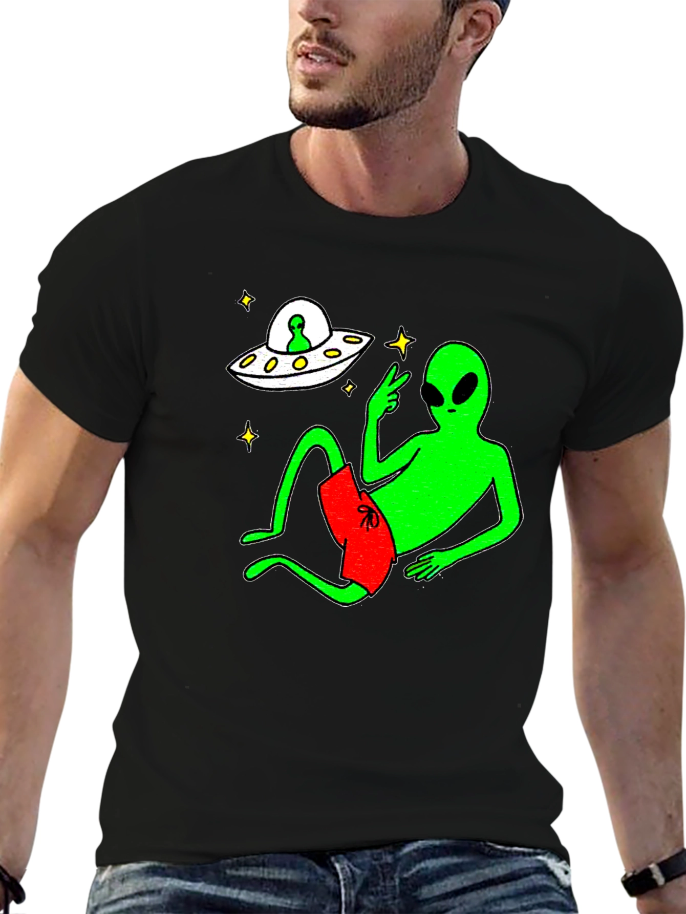 Cool Alien Chill T-Shirt - Black