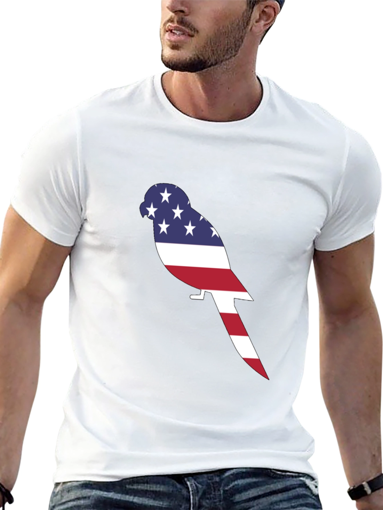 Patriotic Parrot Graphic Tee - American Pride