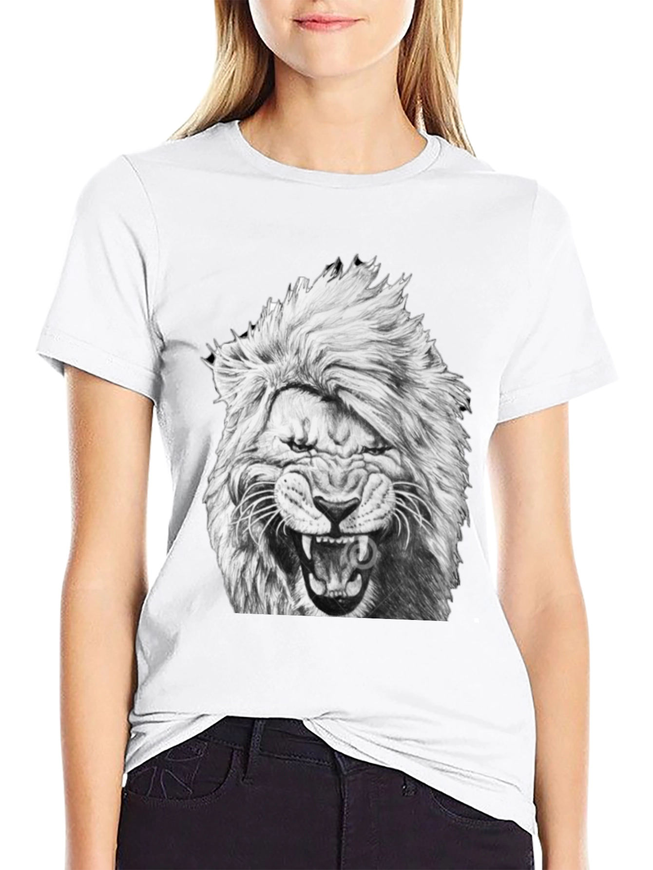 Lion Graphic Print Black T-Shirt