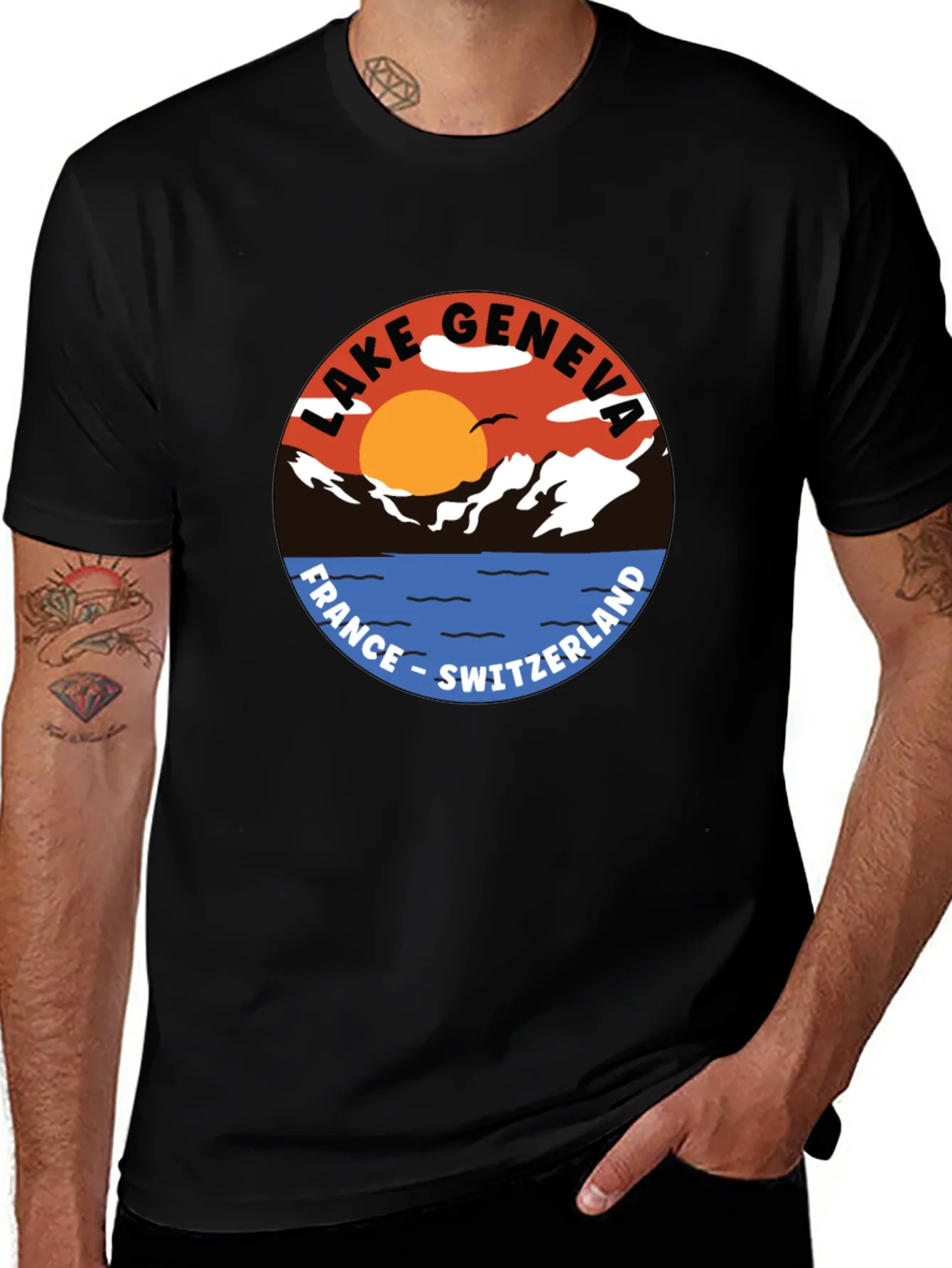 Lake Geneva Graphic Tee - France Switzerland T-Shirt