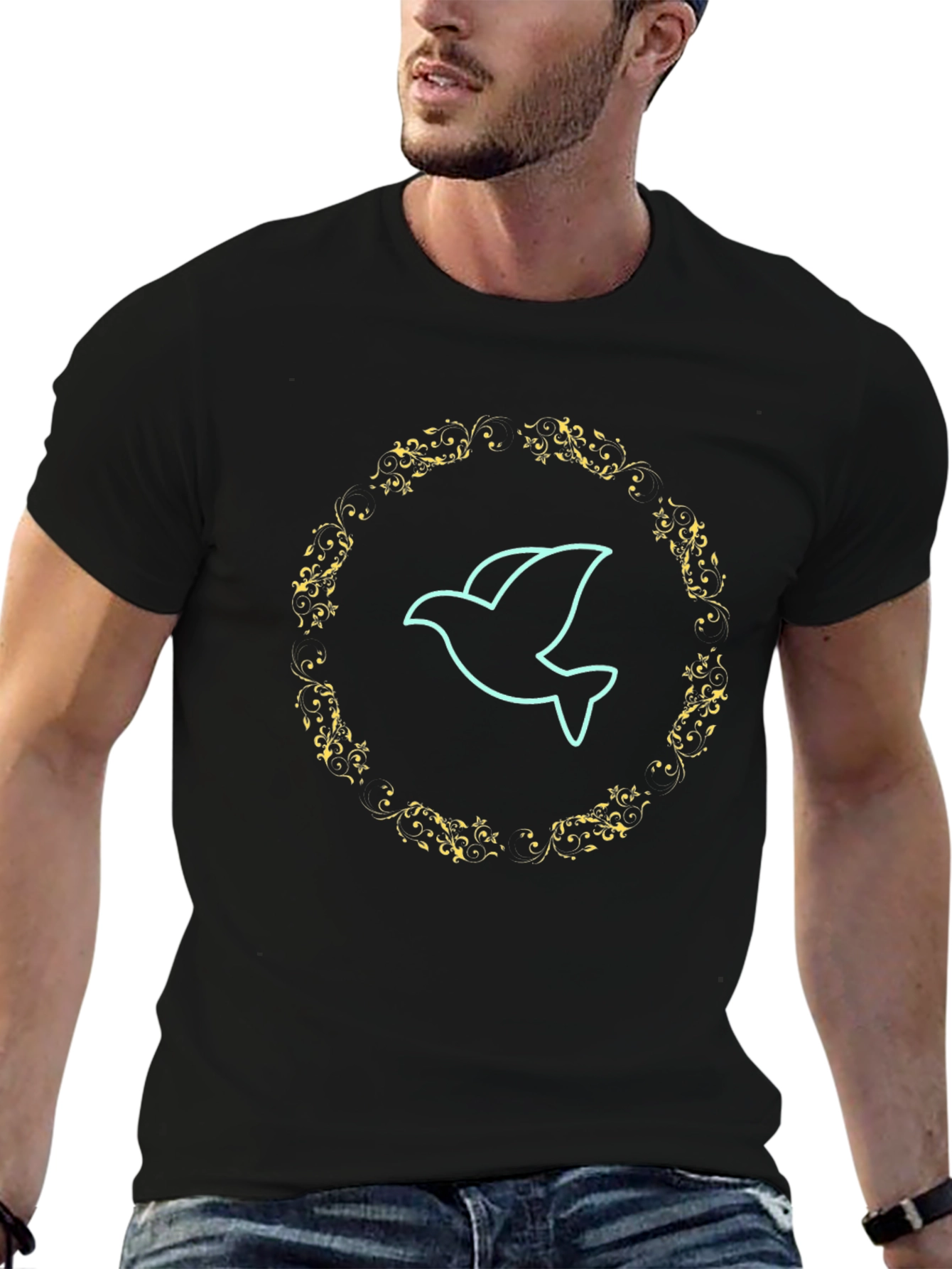 Dove Graphic Print Mens Black T-Shirt