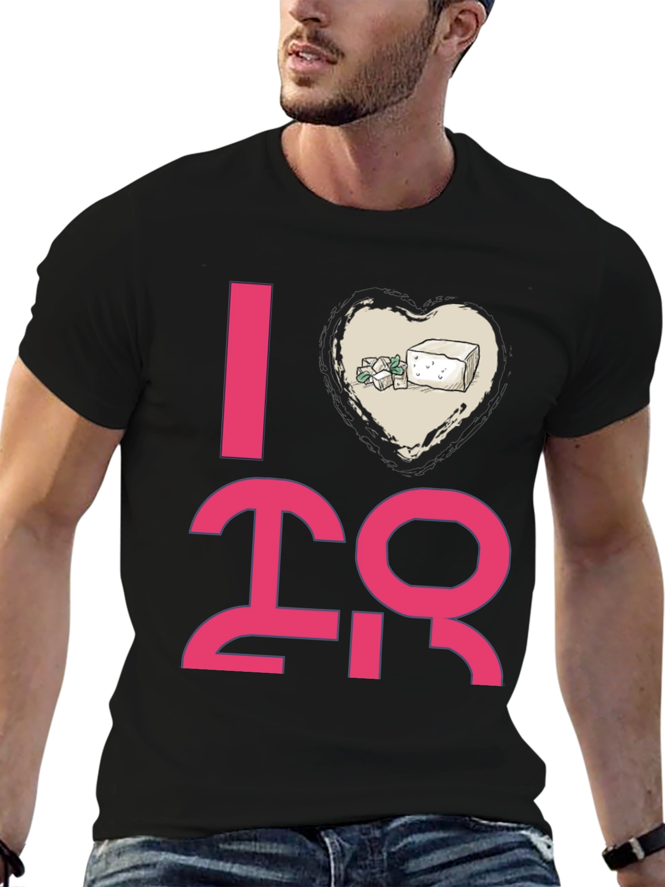 I Heart Tofu Graphic Tee - Black Casual T-Shirt