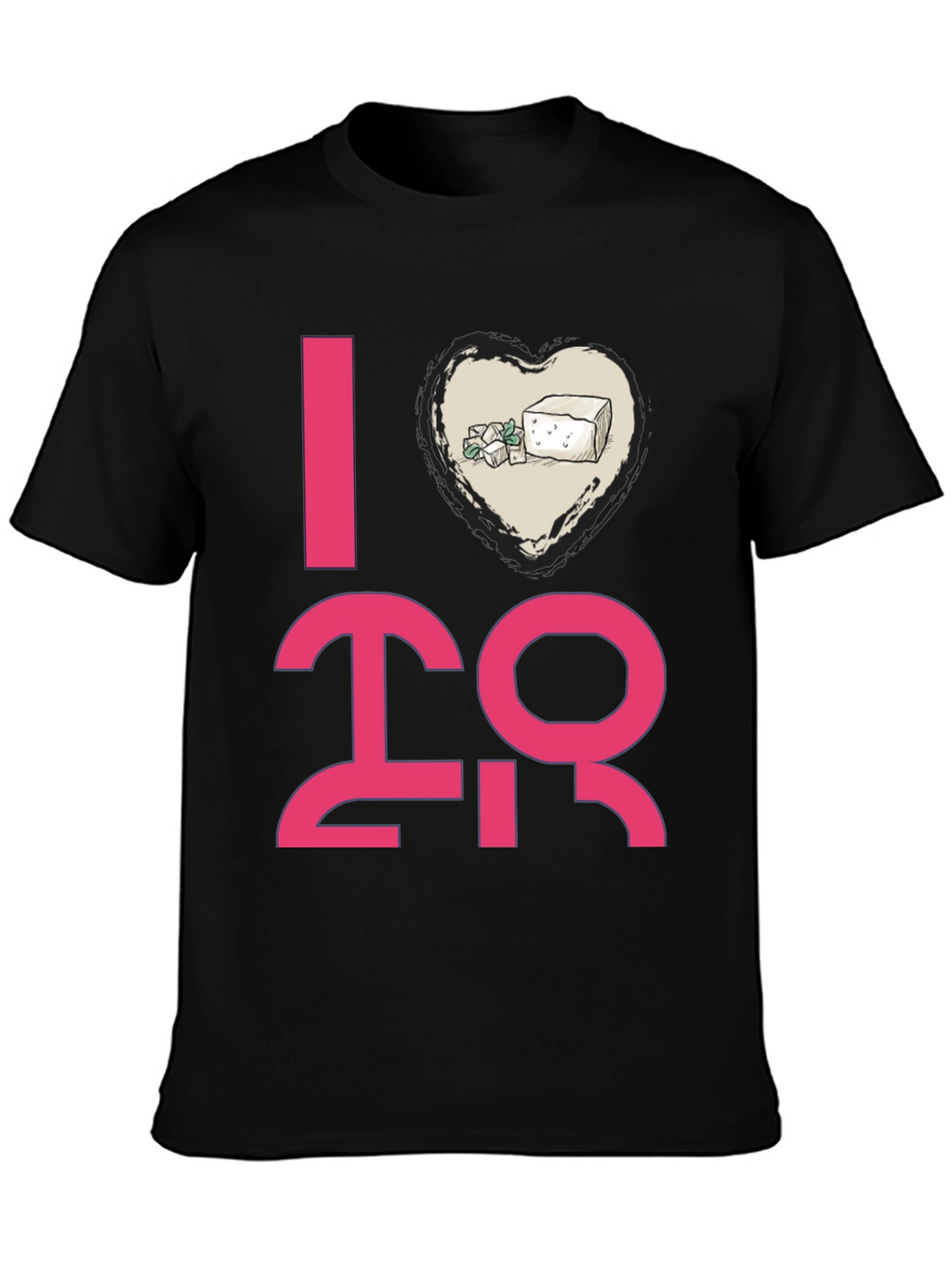 I Heart Tofu Graphic Tee - Black Casual T-Shirt