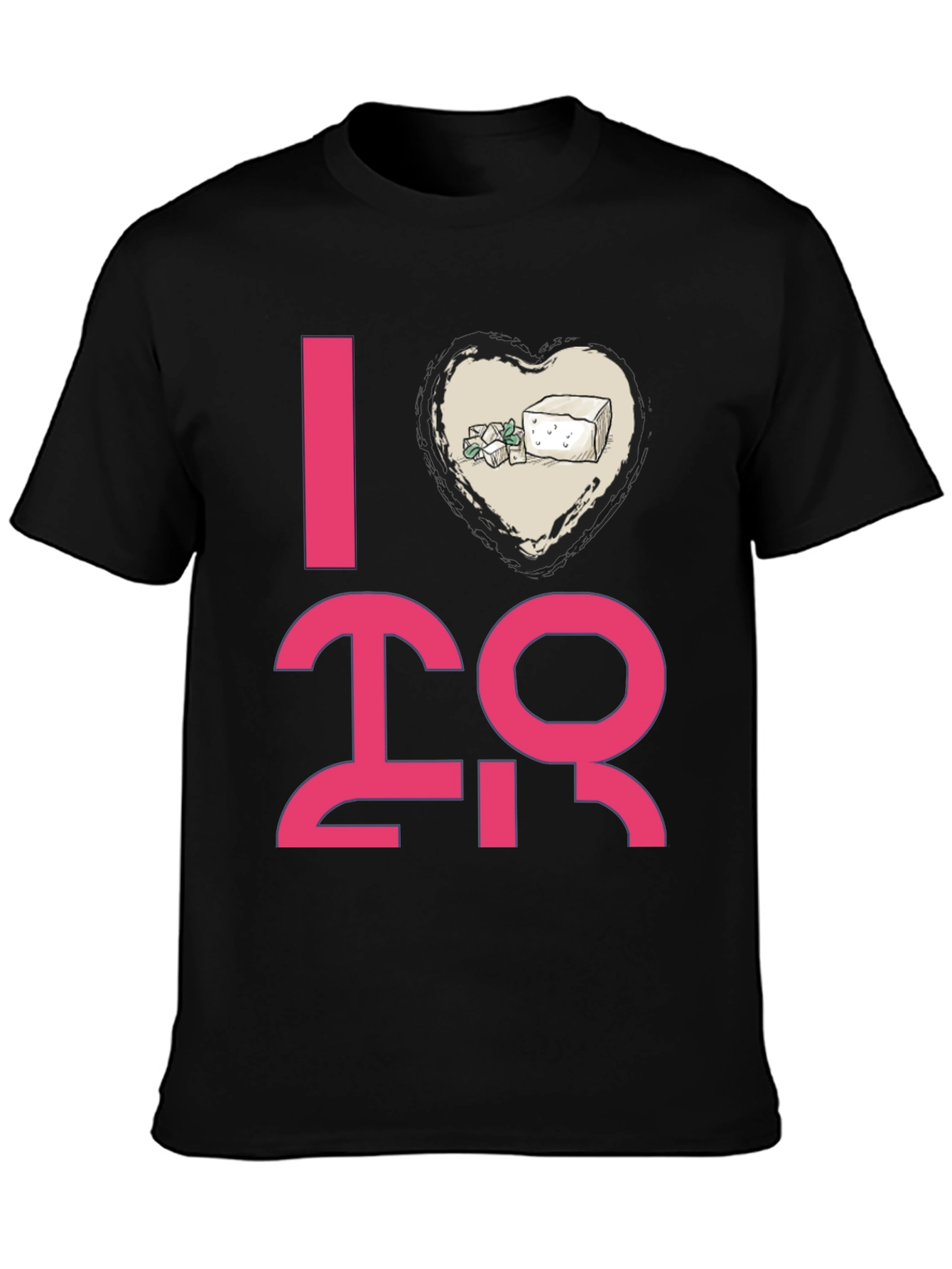 I Heart Tofu Graphic Tee - Black Casual T-Shirt