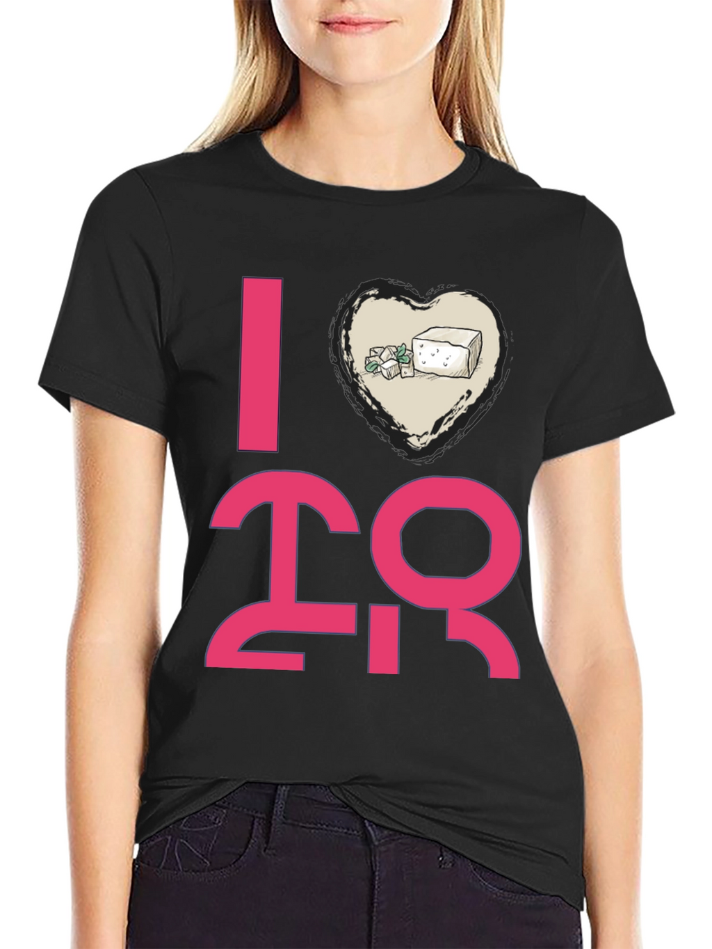I Heart Tofu Graphic Tee - Black Casual T-Shirt