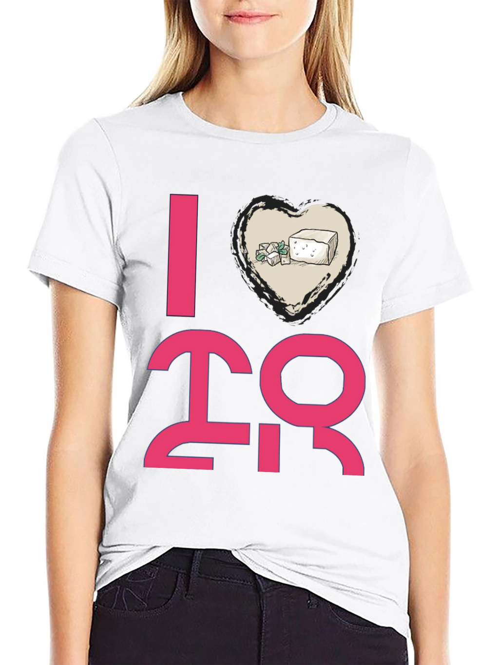 I Heart Tofu Graphic Tee - Black Casual T-Shirt