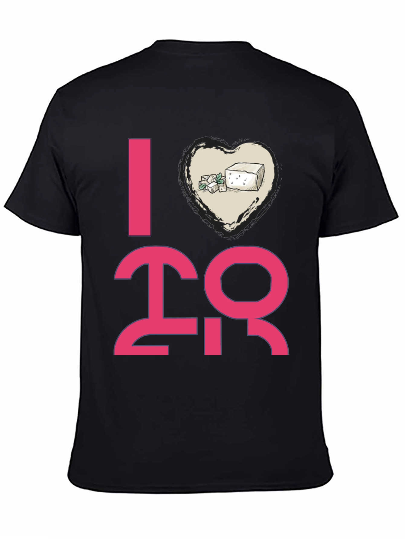 I Heart Tofu Graphic Tee - Black Casual T-Shirt