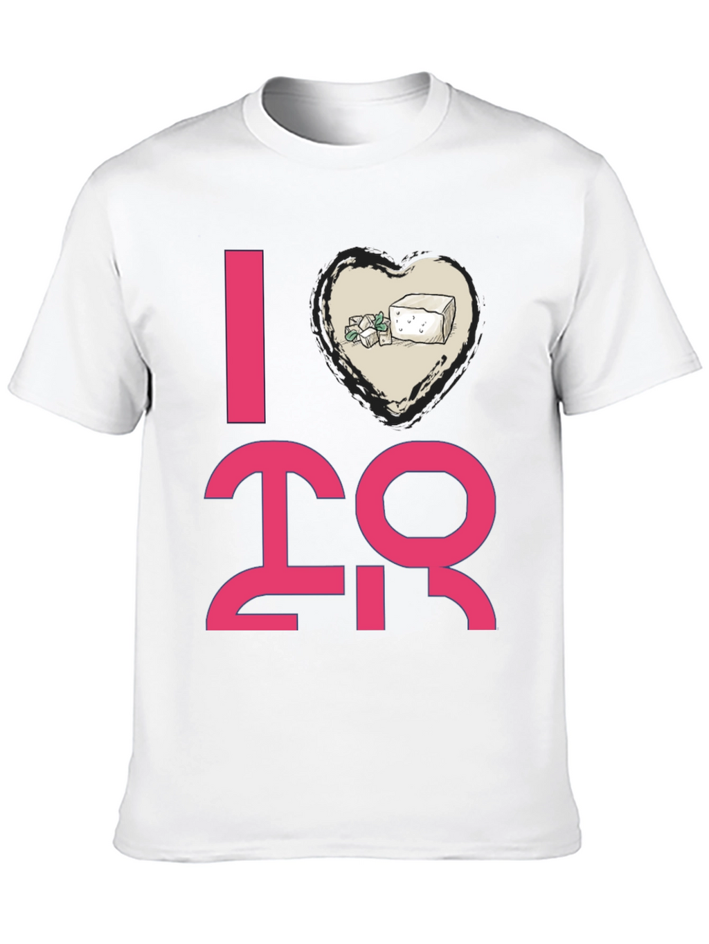 I Heart Tofu Graphic Tee - Black Casual T-Shirt
