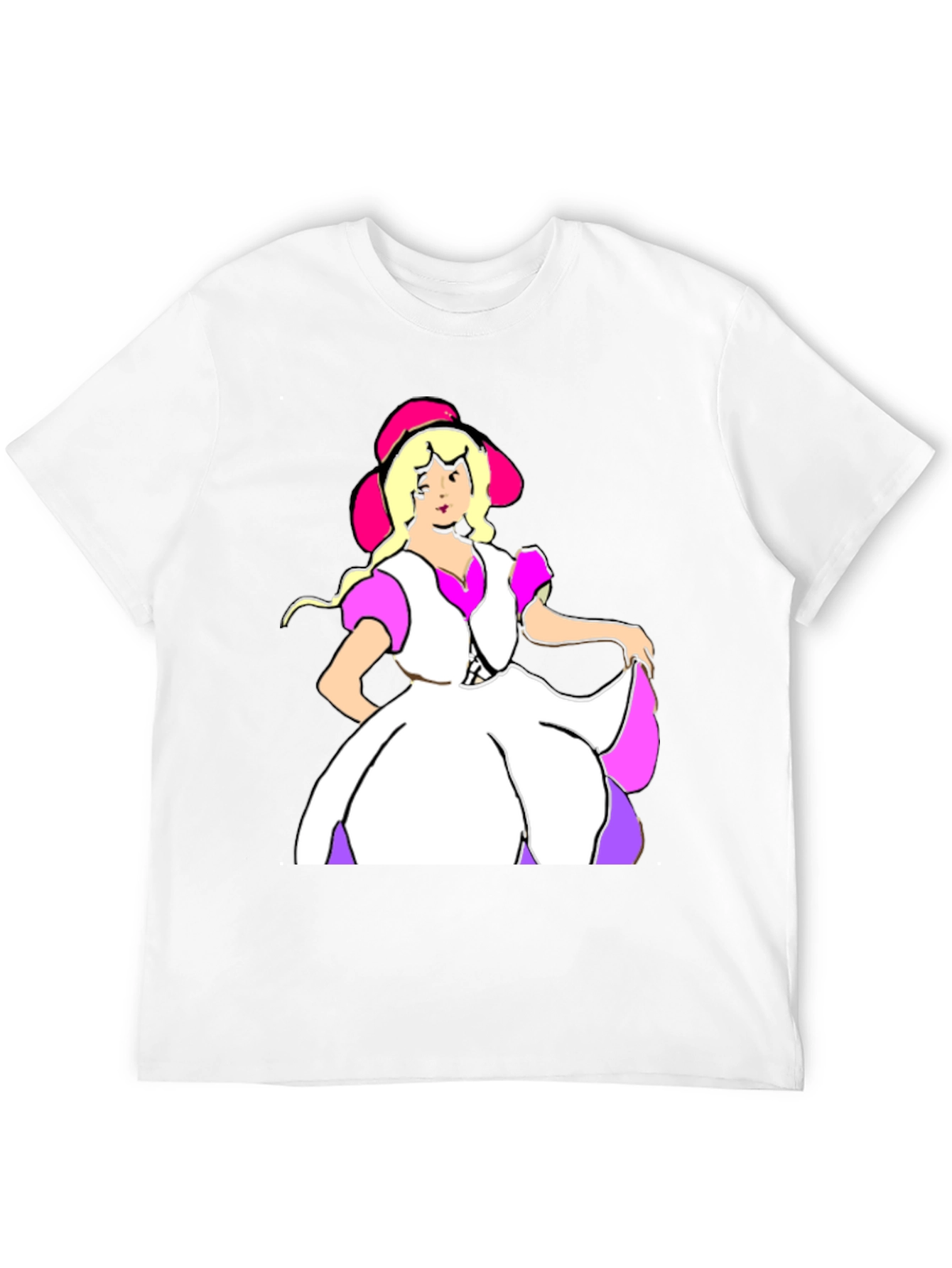 Cartoon Dress Lady Black Tee