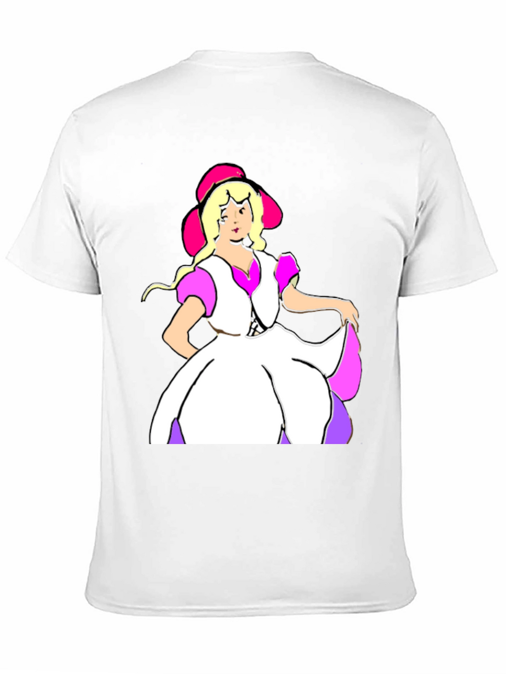Cartoon Dress Lady Black Tee