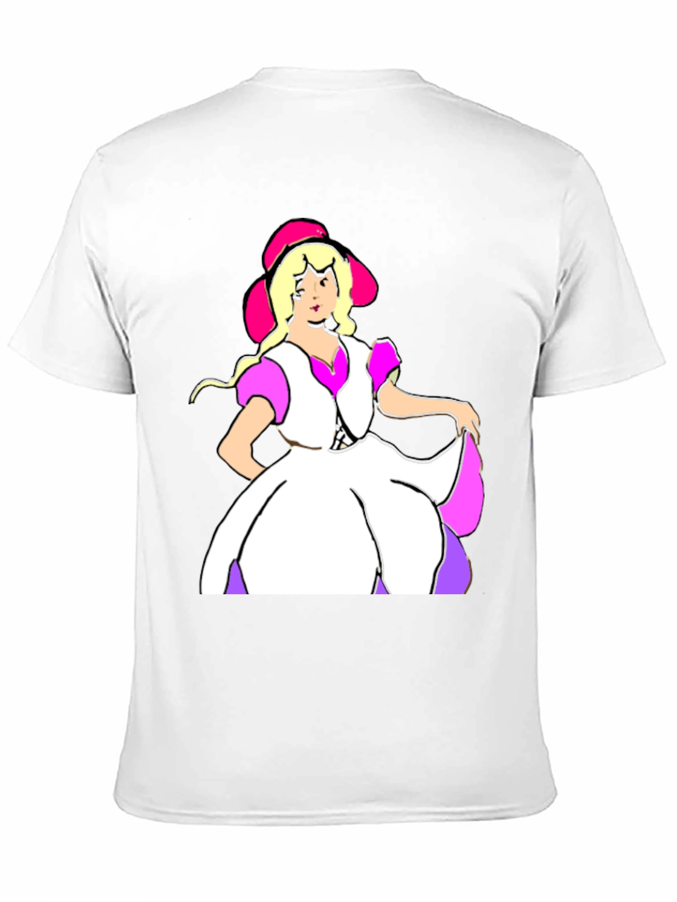 Cartoon Dress Lady Black Tee