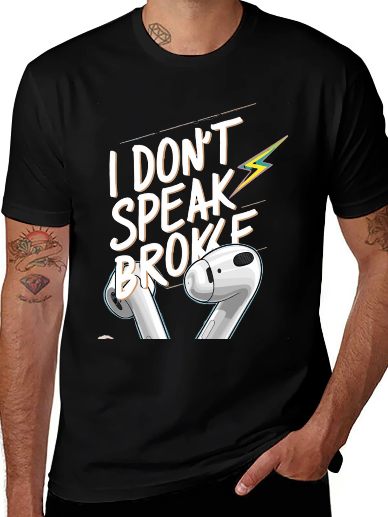 I Dont Speak Broke Black Graphic T-Shirt