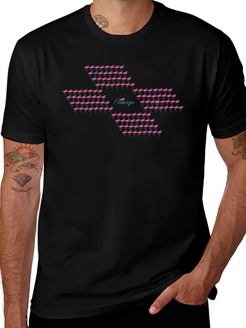 Flamingo Pattern T-Shirt - Unique Bird Design