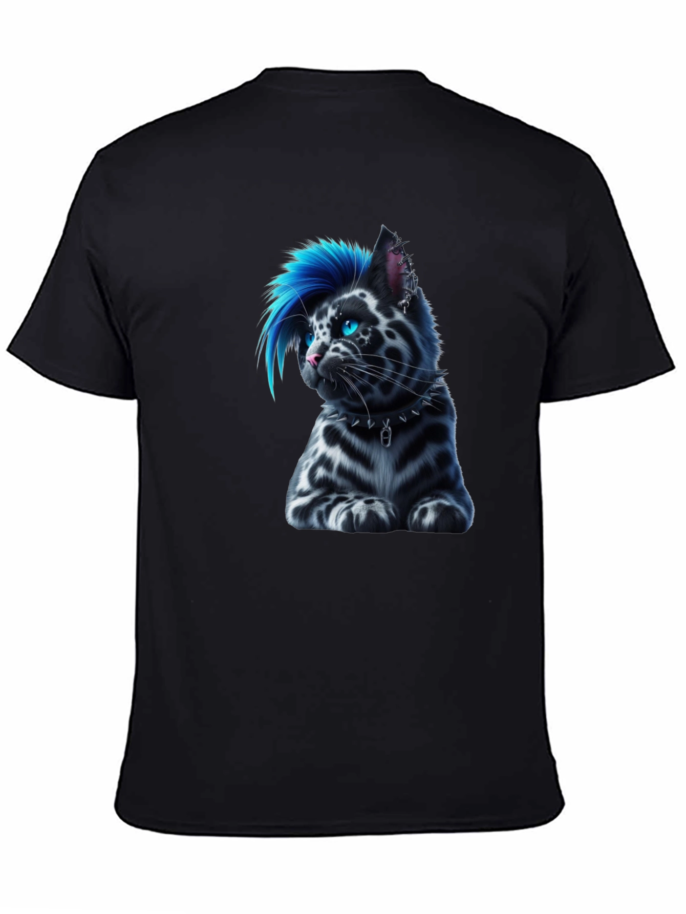 Punk Cat T-Shirt - Cool Blue Mohawk