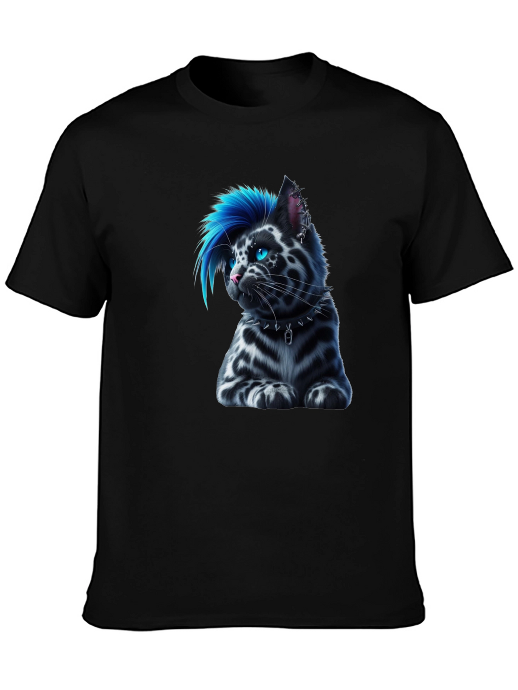 Punk Cat T-Shirt - Cool Blue Mohawk