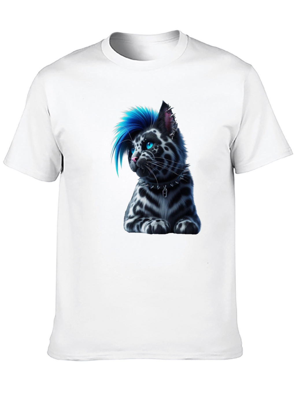 Punk Cat T-Shirt - Cool Blue Mohawk