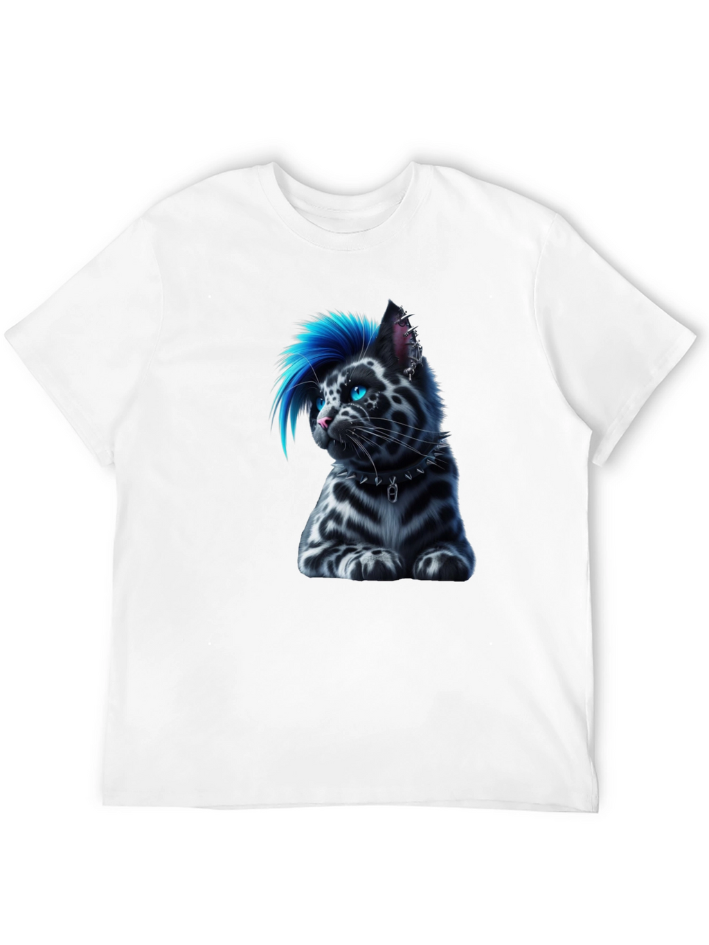 Punk Cat T-Shirt - Cool Blue Mohawk