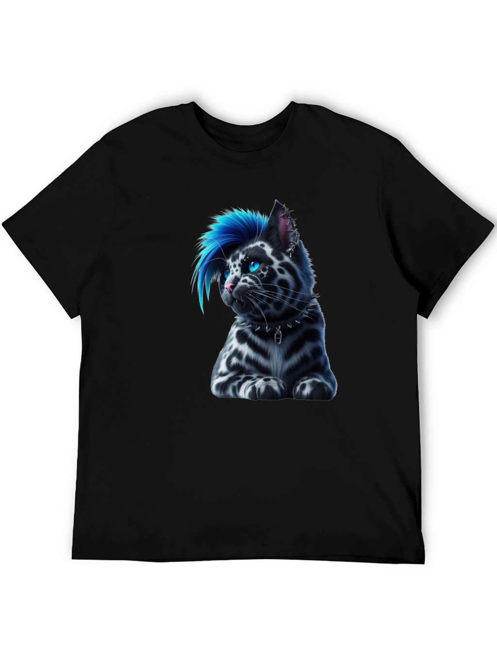 Punk Cat T-Shirt - Cool Blue Mohawk